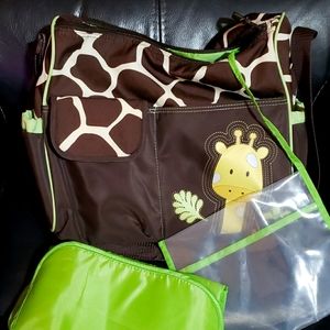 Brand new without tags Babyboom safari brownw/green trim Baby Bag